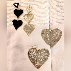 Gold and Black Heart Earrings